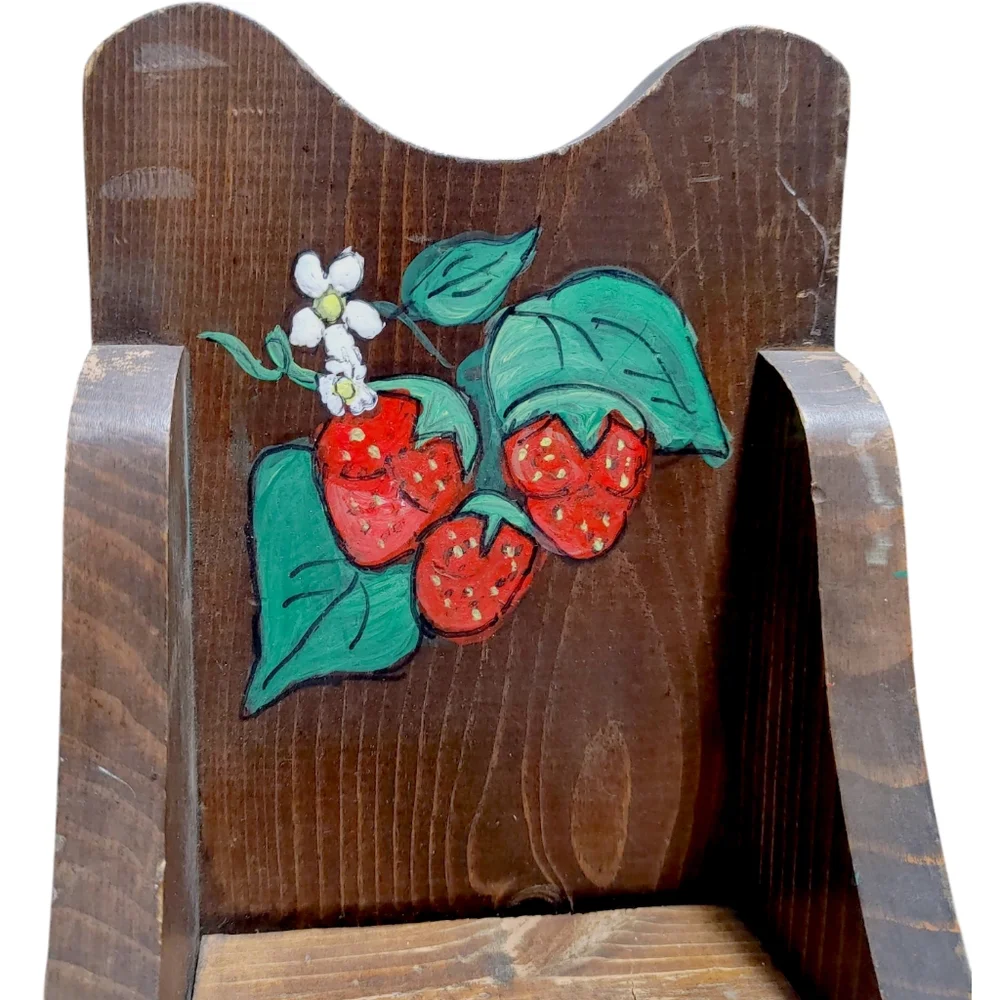 Wooden Hand Painted Strawberry Wall Box Vintage Cottagecore Decor